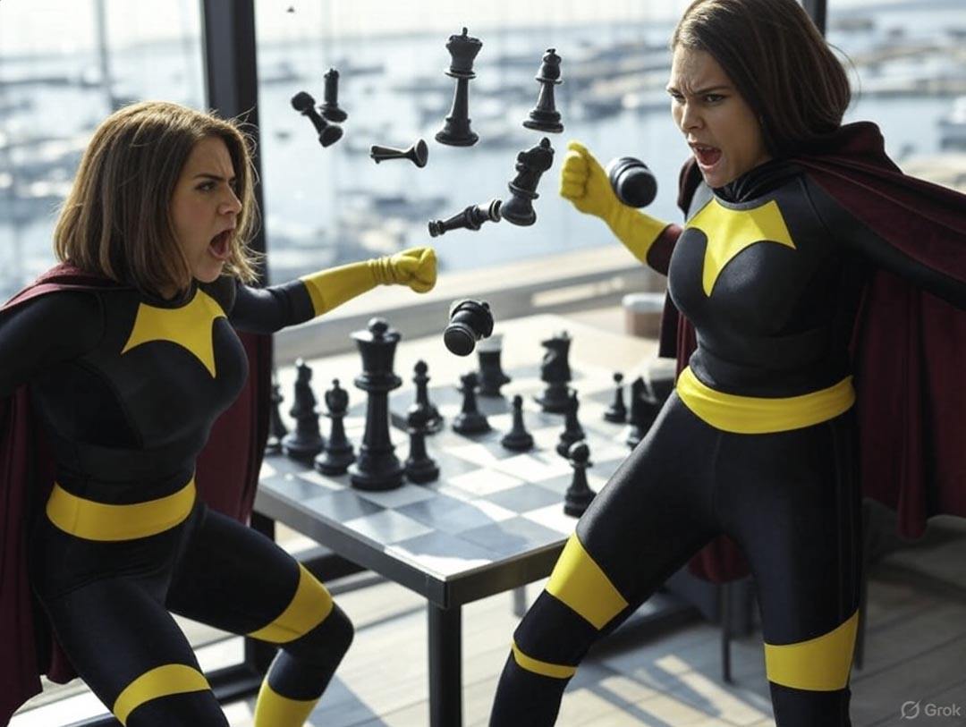 Superhero chess match anger
