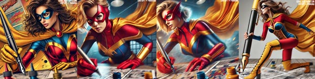 Drawing a Superhero Comic with a Pen and a Superhero
